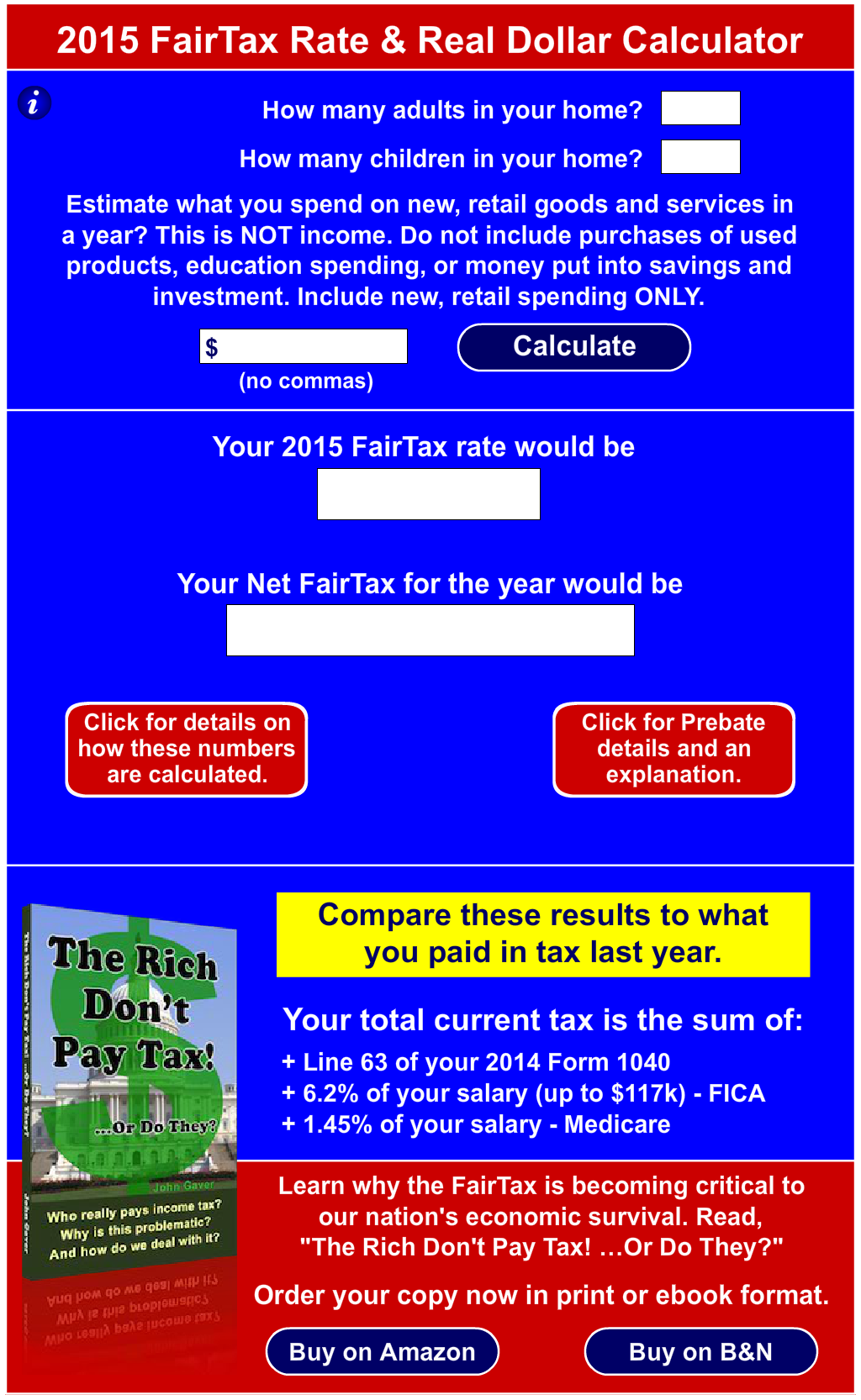 FairTax Rate and Real Dollar Calculator